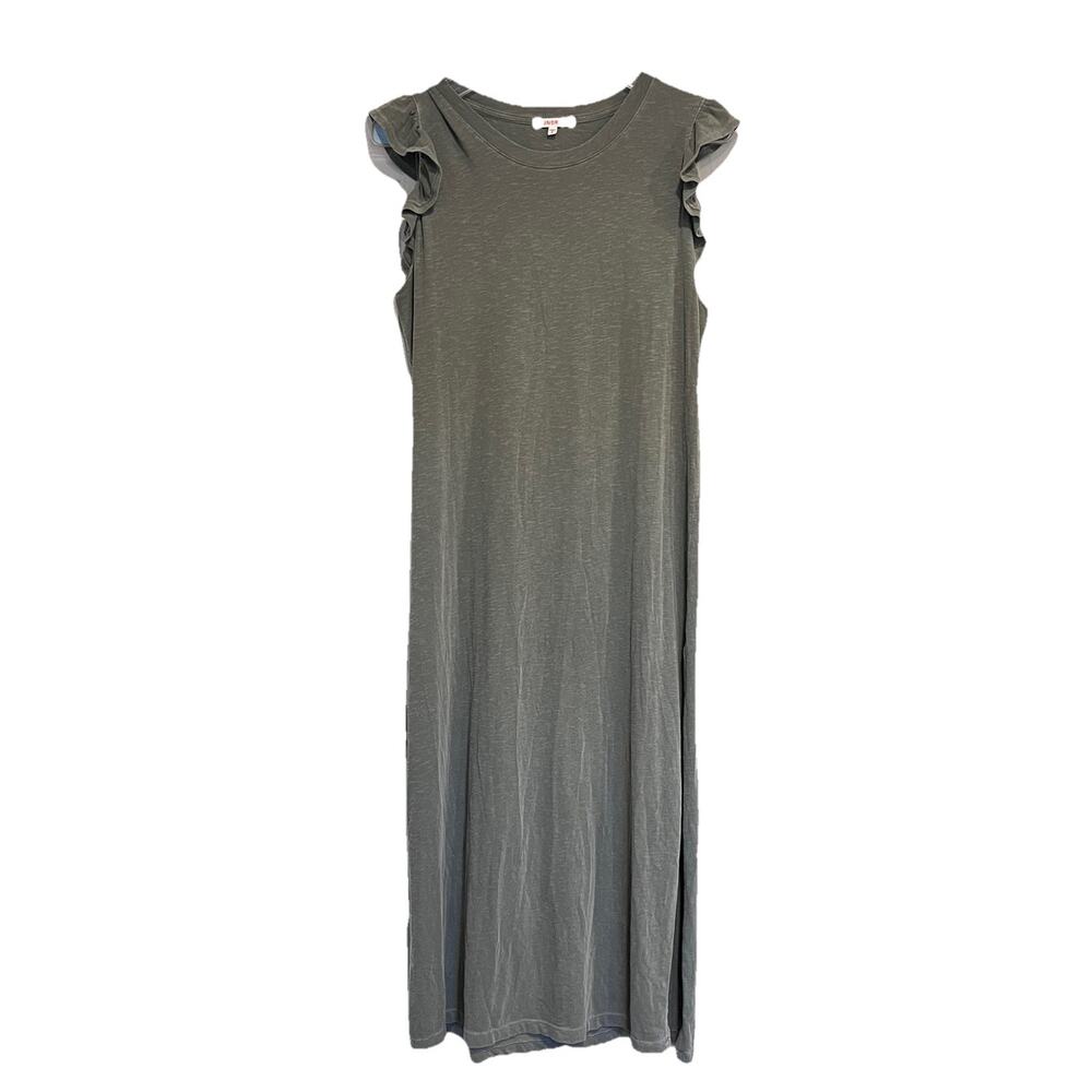 Sundry Flutter Sleeve Cotton Midi Dress Green Size 2 Boho Minimalist Spring Slit